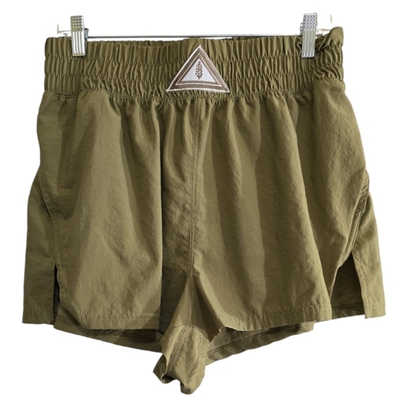 Free People Movement Next Round Shorts Large Pull-on Smocked Waist Workout Olive - Picture 3 of 8